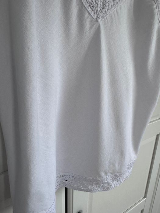 Marks&Spencer M&S lniany top biały crochet XL