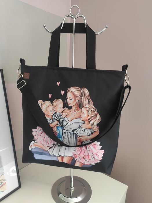 Torebka dla mamy Mama dwie córki i syn  torba Mama i dzieci
