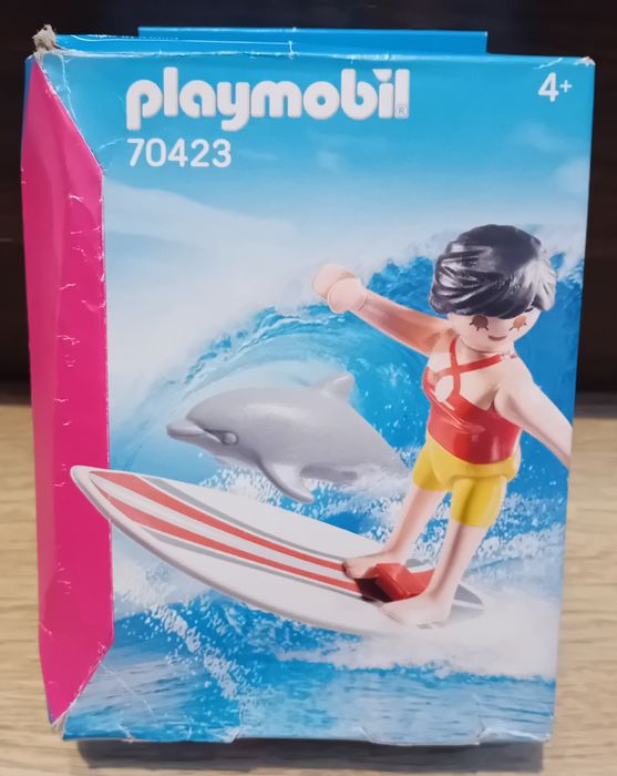 Playmobil - klocki figurka ruchoma, surferka z deską i delfinem/70423