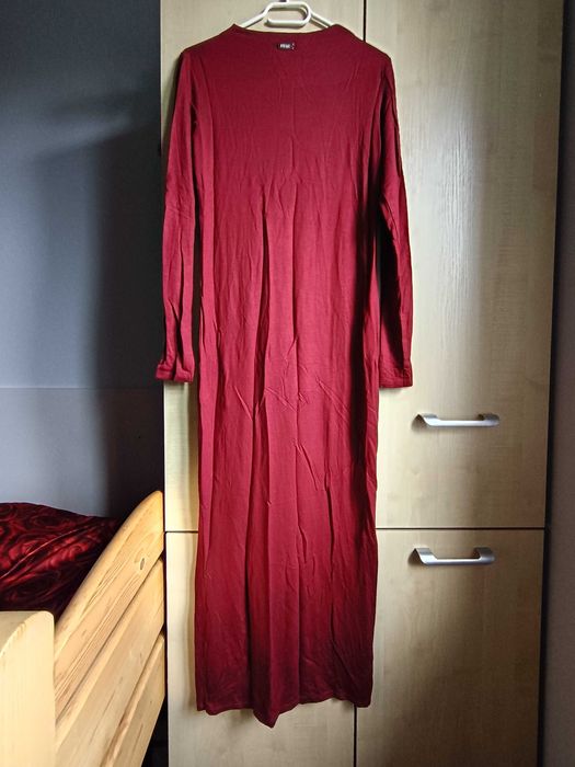 Długa elegancka sukienka Diverse 40 L Bordowa Wiskoza FI