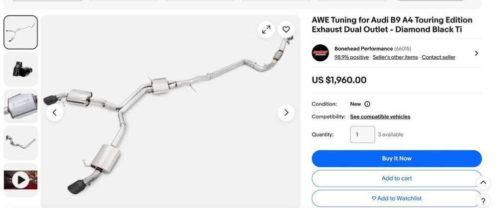 AWE выхлоп AudiA4b9 2.0T, новая гофра+доп.резонаторы atp performance .