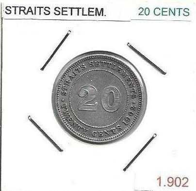 Estabelecimentos dos Estreitos-20 Cents-1902-Edward VII-Moeda de Prata