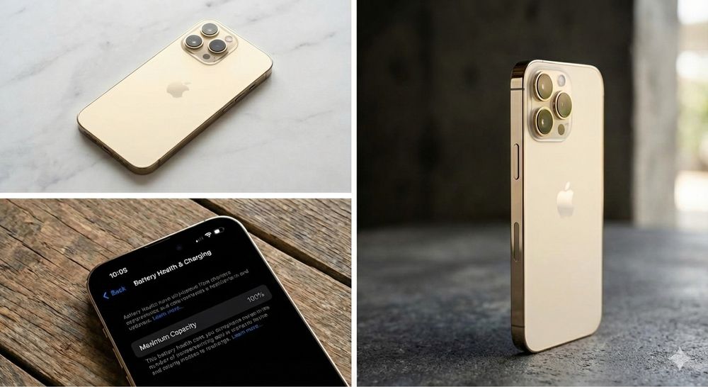 iPhone 14 Pro 128GB Gold – Como Novo – Bateria 100% (C/ Caixa)