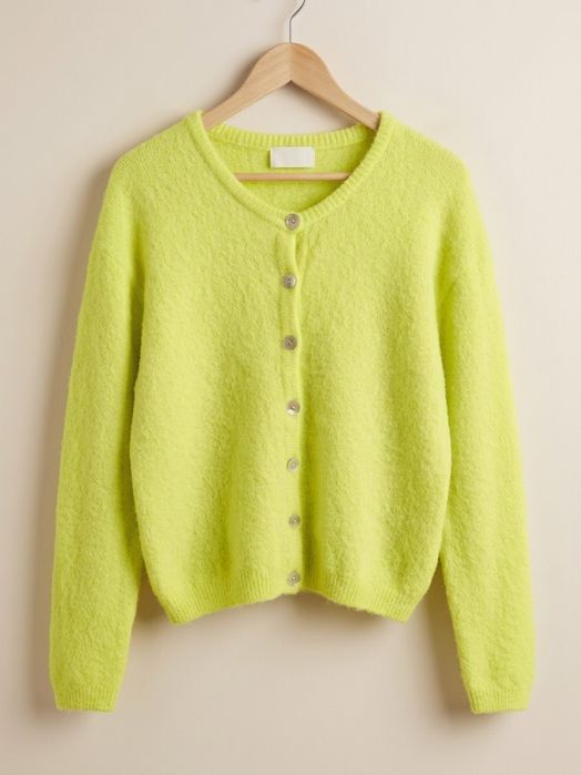 Alpaka wełna Puszysty kardigan sweter American vintage 36 S rozpinany guziki