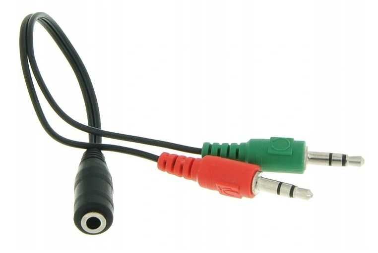 Adapter 2x jack 3,5mm do słuchawek z mikrofonem * Video-Play Wejherowo