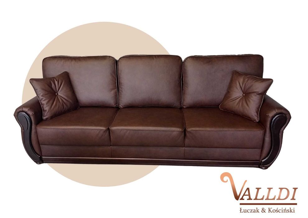 Kanapa Sofia 3 osobowa ze skóry naturalnej