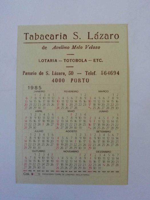 Calendários de bolso.