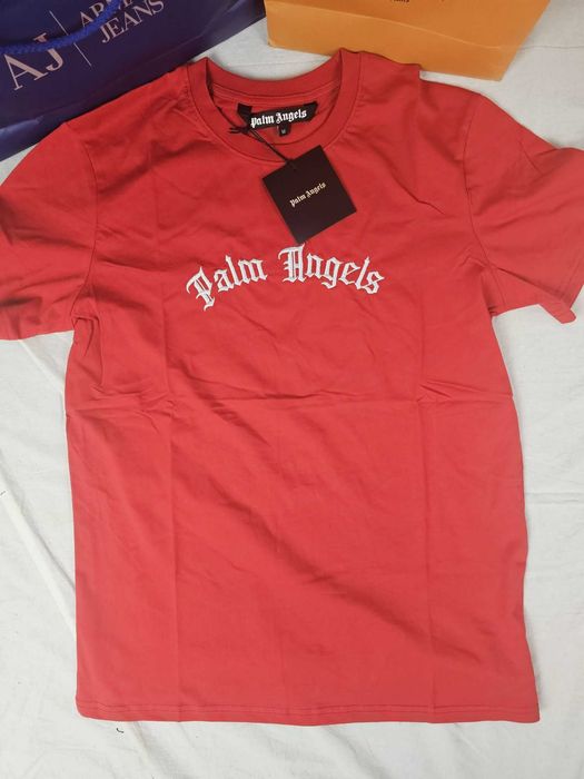 Koszulka męska palm angels czerwona t-shirt napis na środku koszulka nowość
