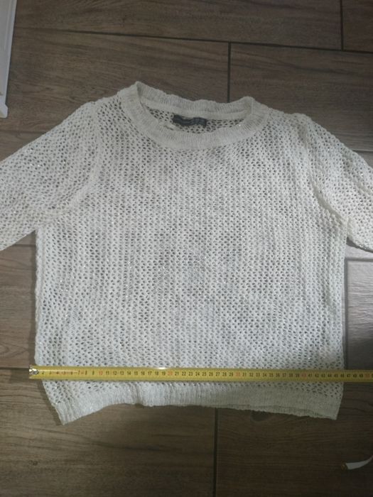 Sweter dziergany na długi rękaw narzutka na strój kąpielowy czy pod bluzke,