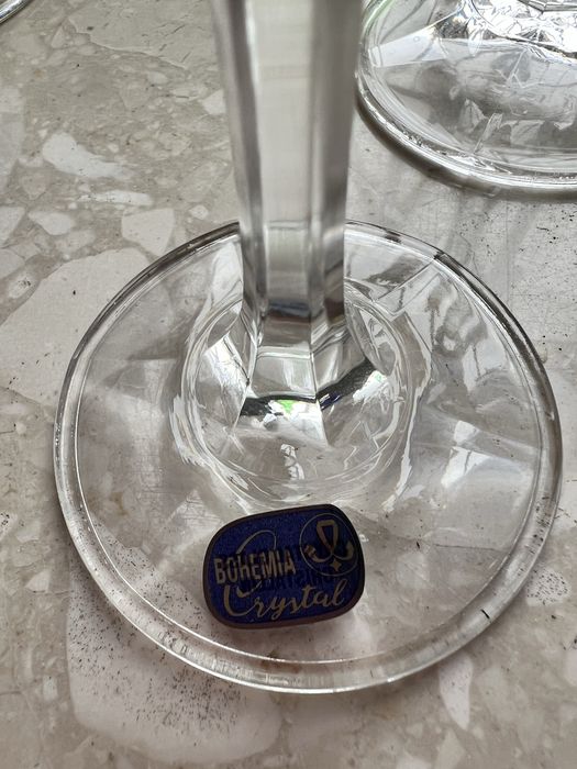 Кришталеві богемські шампанські бокали з синього кришталю