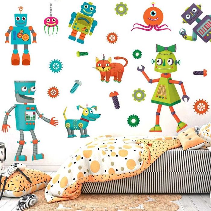 NAKLEJKA ścienna ROBOTY do pokoju dziecięcego dekoracja  s045