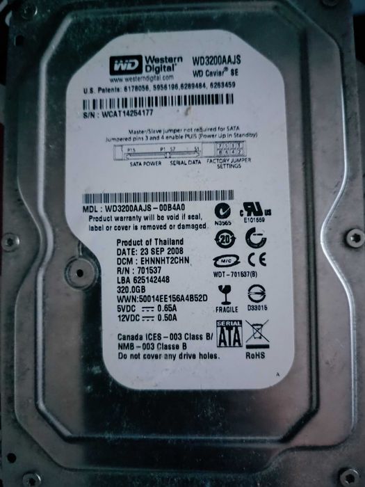 Disco duro 320gb wd 3.5 sata