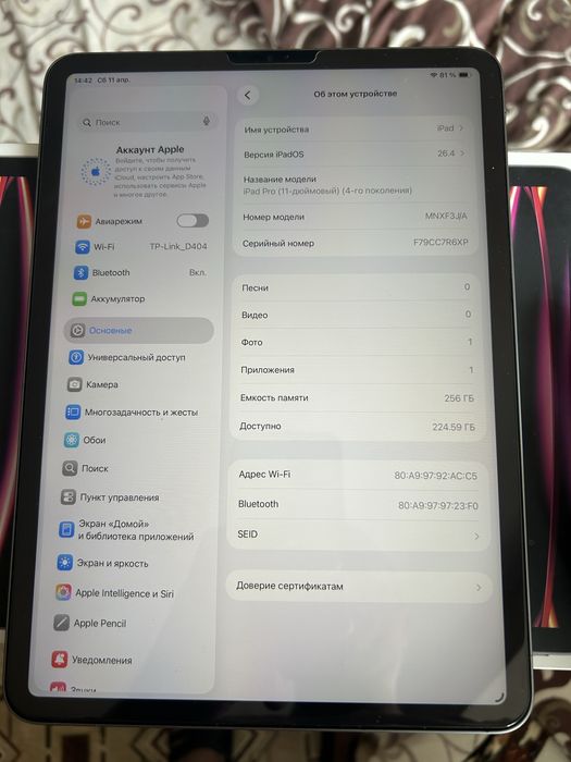 iPad Pro 11 (4-gen) 256gb, m2, идеал, комплект