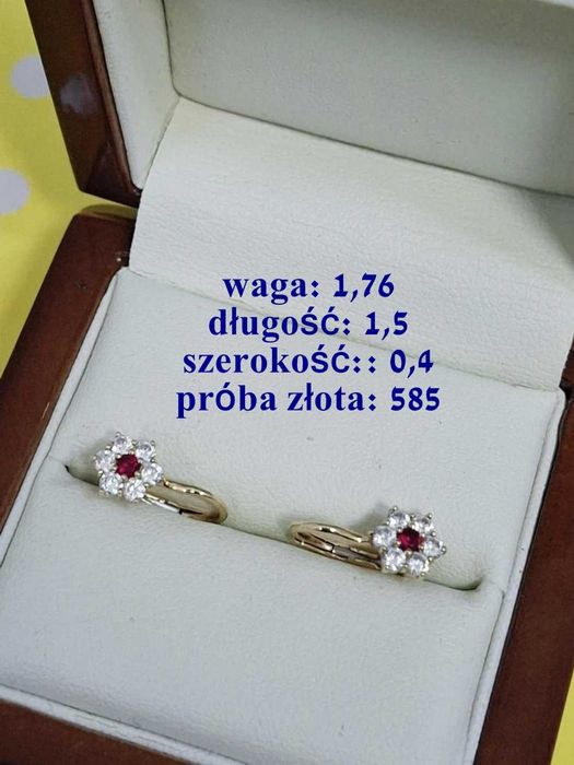 Prześliczne złote kolczyki 585
