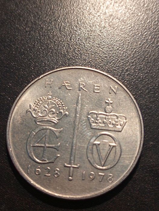 5 kroner - 350º Aniversário do Exército Norueguês - Norway -1978