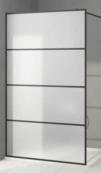 Divisória de chuveiro 115x195 cm vidro opaco ESG preto