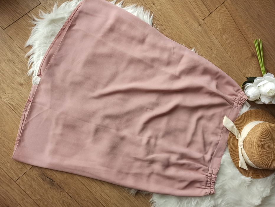 Spódnica pudrowy róż Awinex 46/XXXL 48/4XL cos elegancka do pracy do k