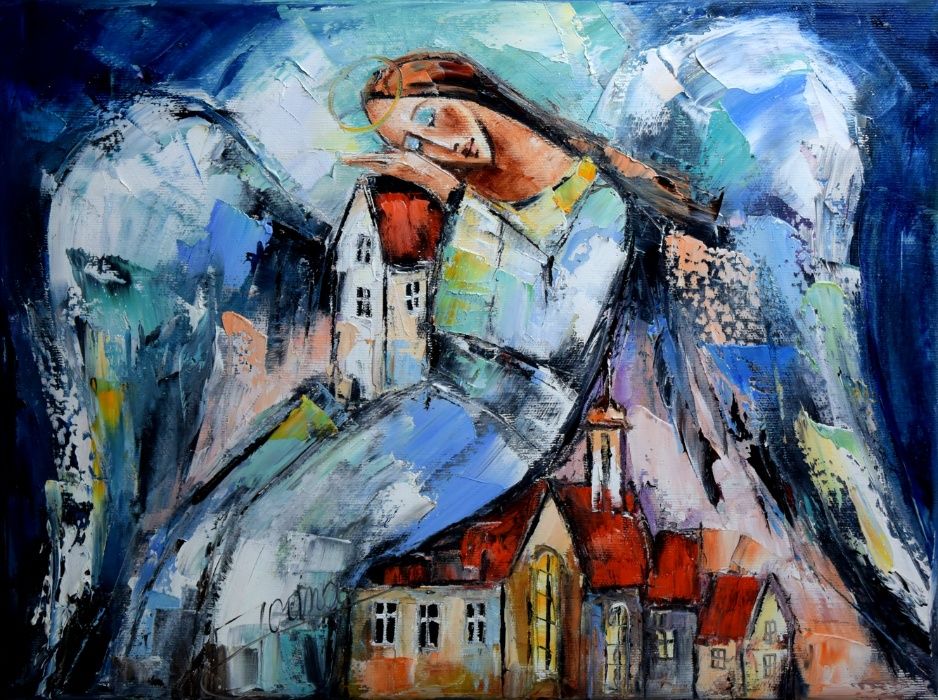 Anioł Opiekun Domowy - Obraz na Płótnie -