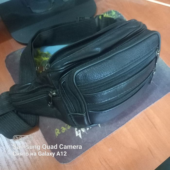 Мужская кожаная сумка на пояс