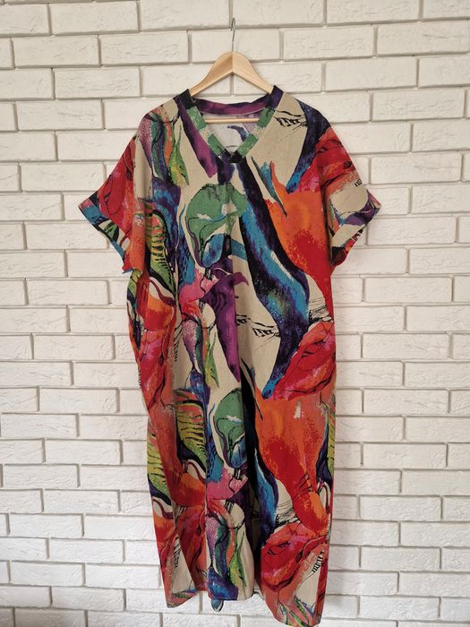 Lniana sukienka oversize i 100% len XXL 44 XL 42 Plus Size boho