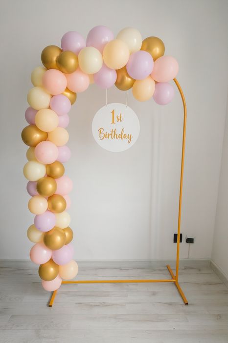 Wynajem dekoracja ścianka złoty stelaż wesele urodziny chrzest