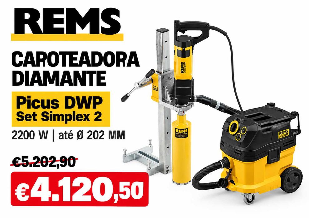 Caroteadora Diamante REMS Picus DWP Set Simplex 2 2200 W até Ø 202 MM LL29
