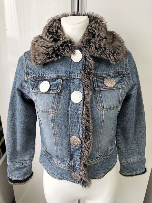 Kurtka dżinsowa Vintage Morgan de toi Washed Blue z futerkiem S/M