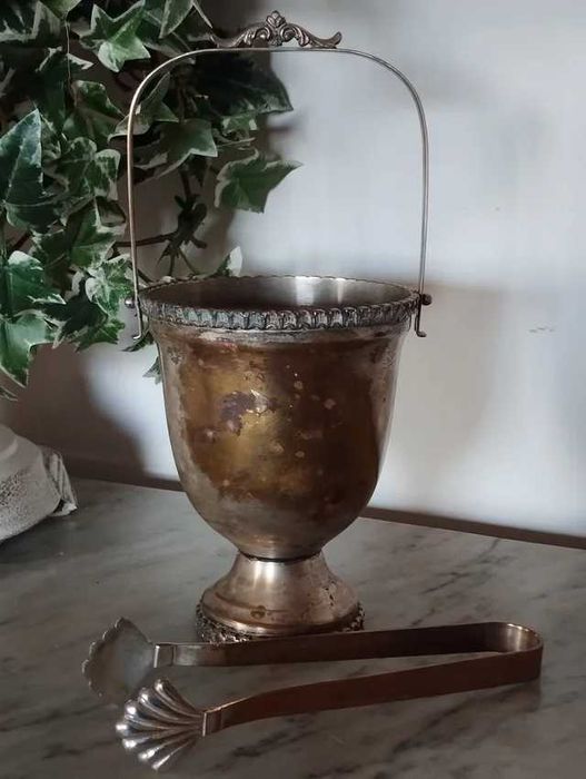 Balde de Gelo Vintage com Banho Prata