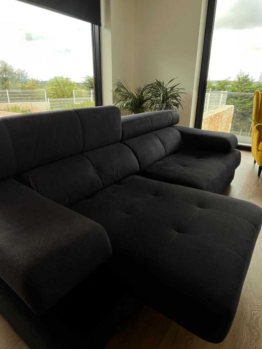 Sofá MASAL preto versátil com 2 chaise longue retraídas