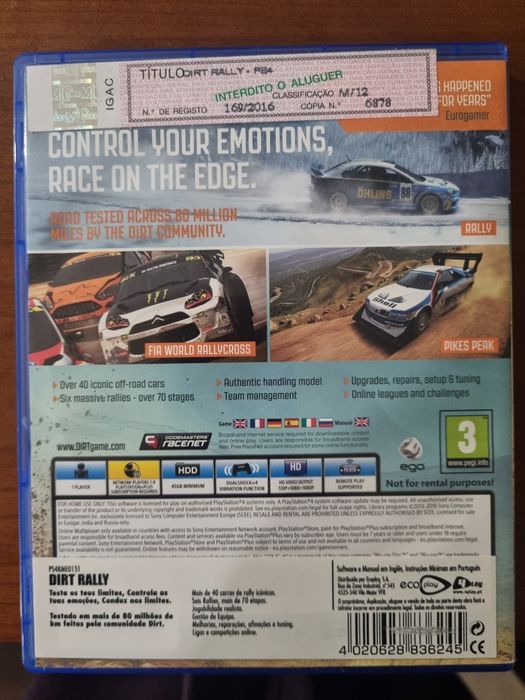 Jogo ps4 dirty rally