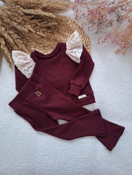 Komplet dziewczęcy bordo z dzwonami 134 cm – Nikol Kids Fashion