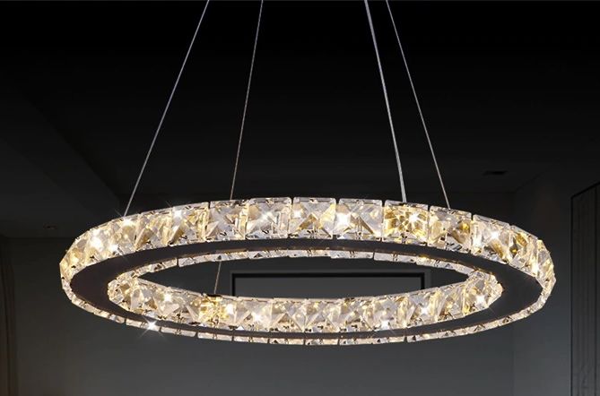żyrandol plafon lampa LED ring wisząca sufitowa z kryształami