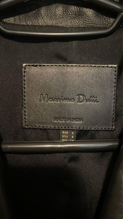 Massimo Dutti чорний шкіряний піджак