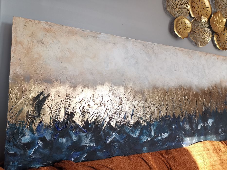 Duży (152x60) obraz strukturalny abstrakcja