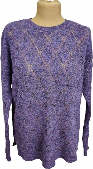 Andrea damski lawendowy sweter wełna mix rozm m