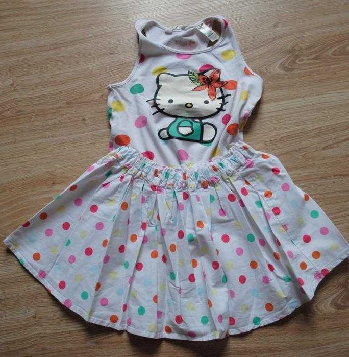 36-> komplet w groszki od H&M z HELLO KITTY r.98/104 2-4Y spódniczka