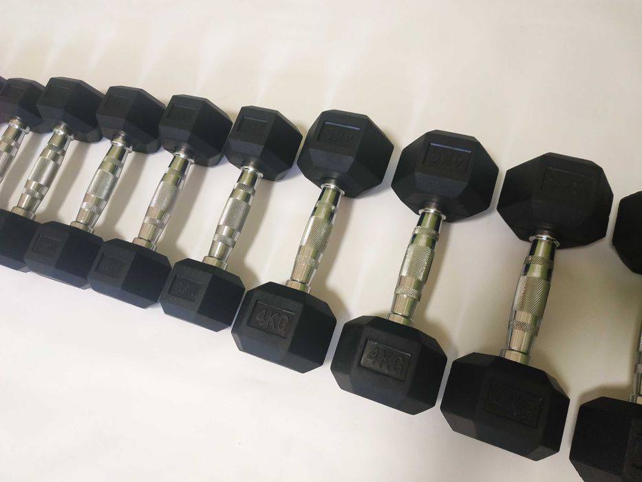 Набор гантель 1-10 кг в резине (шестигранные гексагональные)