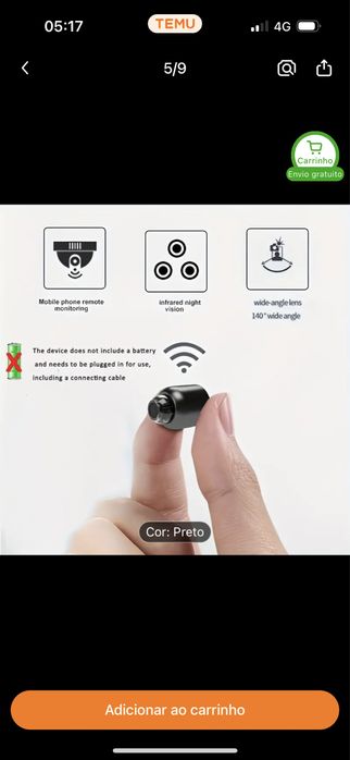 CAMERA IP SEM FIO MINI 2.4 GHz64739664695811123