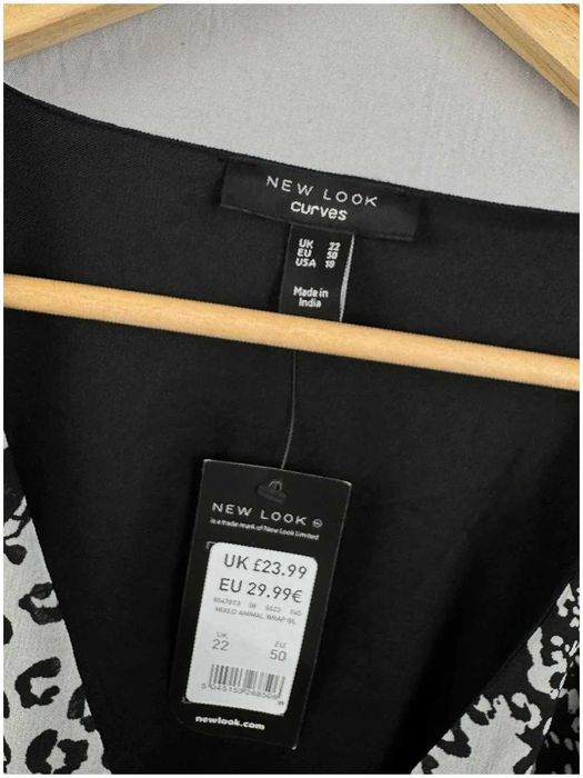 New Look Curves bluzka kopertowa plus size animal print V-neck r.50