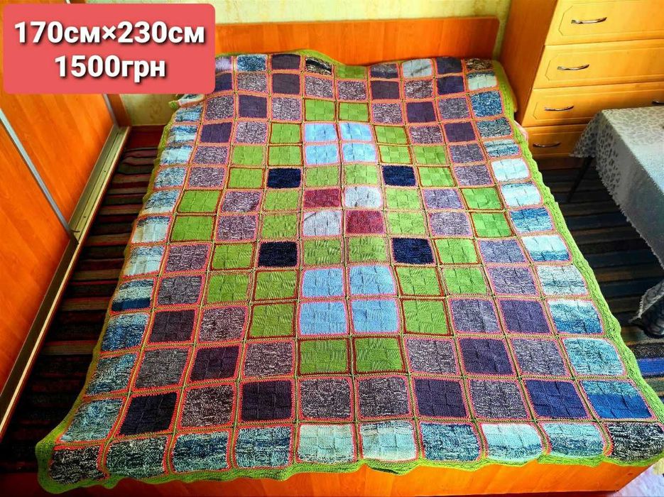 Плед вязаный, ручная работа