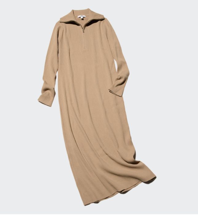 (S, М, L) Довга сукня в рубчик uniqlo half-zip knit dress