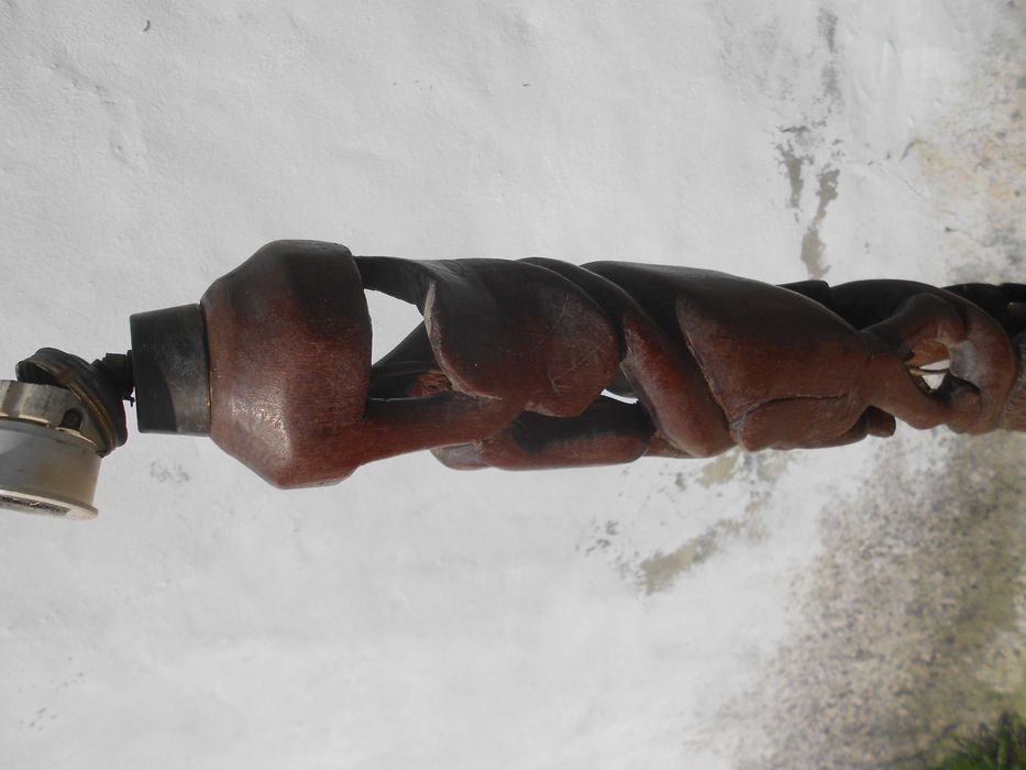 Candeeiro de pe antigo africano madeira talhada escultura