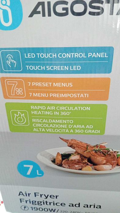 Fritadeira a Ar Aigostar Maha 1900W - 7 Menus - Visor LED - NOVA