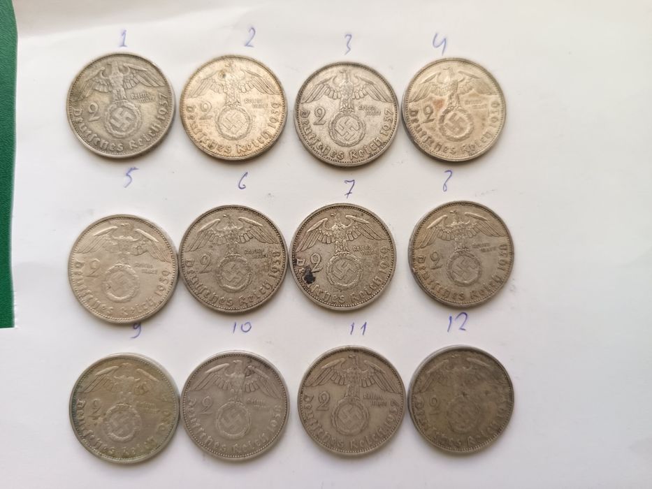 2 марки 3 рейх срібло.