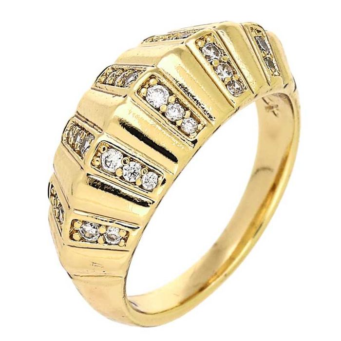89364 Pierścionek pozłacany 18K średnica 17 mm elegancki z cyrkoniami