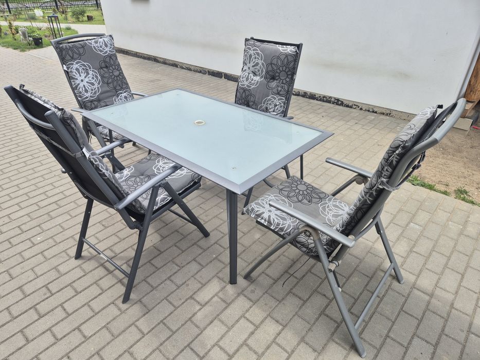 Komplet ogrodowy aluminiowy stół + 4 krzesła  TRANSPORT