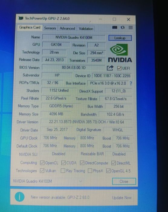 Відеокарта Nvidia quadro k4100m 4 gb mxm