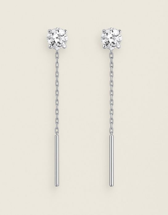 Срібні сережки протяжки з фіанітом