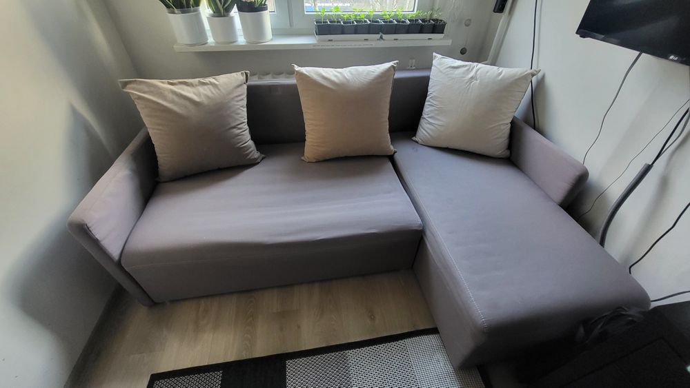 Kanapa narożna, szara 140/200