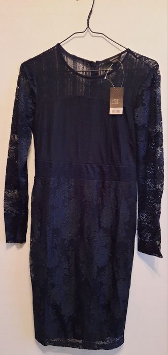 Sukienka elegancka koronka granat 36 S Esmara